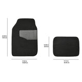 Amazon Basics - Alfombrillas de goma de ajuste universal para coche, SUV, furgonetas y camiones, 4 piezas, negro, 63 x 45 cm (largo x ancho, delantero), 34 x 45 cm (largo x ancho, trasero)