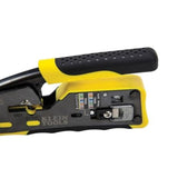 Klein Tools VDV226-110 crimpadora de cables de datos modulares de carraca / pelacables / cortador de cables para conectores RJ11/RJ12 estándar, RJ45 de paso