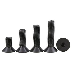 5pcs UNC 6# -32 Zócalo hexagonal de cabeza de cabeza plana negra Allen tornillos allen tornillos alto grado de tracción 10.9 Elija longitudes DUO ER (Length : 1/2", Size : 6-32)