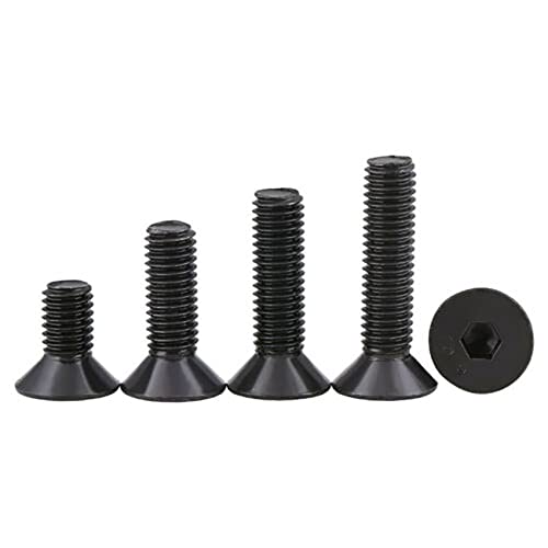 5pcs UNC 6# -32 Zócalo hexagonal de cabeza de cabeza plana negra Allen tornillos allen tornillos alto grado de tracción 10.9 Elija longitudes DUO ER (Length : 1/2