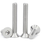 M6-1.0 tornillos de cabeza plana de 50 mm, tornillo de cabeza plana M6 x 50 mm, tornillos avellanados de acero inoxidable, tornillo de rosca completa, tipo de unidad hexagonal Allen, acabado