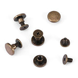 20 juegos 5 mm 6,5 mm 8 mm Kit surtido de latón Tornillo Postes de metal Botón de remache de clavo para bricolaje Decoración de cuero Encuadernación Ranurado Tornillo de cabeza plana (5 mm)