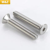 M&Z M6 x 40 Tornillos de cabeza plana, acero inoxidable 18-8 (304), acabado brillante, DIN 7991, unidad de enchufe Allen, 25 piezas