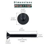 #10-24 x 1-1/2 Tornillos de cabeza plana negra