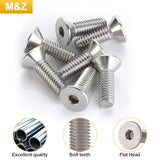 M&Z M6 x 40 Tornillos de cabeza plana, acero inoxidable 18-8 (304), acabado brillante, DIN 7991, unidad de enchufe Allen, 25 piezas