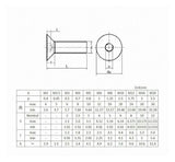 Tornillos de cabeza plana avellanada con hexágono interior y pernos Allen(16mm,M5 (20pcs))