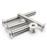 M6-1.0 tornillos de cabeza plana de 50 mm, tornillo de cabeza plana M6 x 50 mm, tornillos avellanados de acero inoxidable, tornillo de rosca completa, tipo de unidad hexagonal Allen, acabado