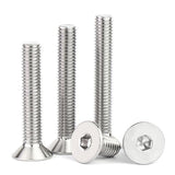 M6-1.0 tornillos de cabeza plana de 50 mm, tornillo de cabeza plana M6 x 50 mm, tornillos avellanados de acero inoxidable, tornillo de rosca completa, tipo de unidad hexagonal Allen, acabado