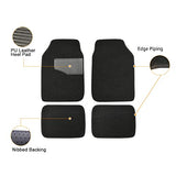 Amazon Basics - Alfombrillas de goma de ajuste universal para coche, SUV, furgonetas y camiones, 4 piezas, negro, 63 x 45 cm (largo x ancho, delantero), 34 x 45 cm (largo x ancho, trasero)