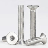 M6-1.0 tornillos de cabeza plana de 50 mm, tornillo de cabeza plana M6 x 50 mm, tornillos avellanados de acero inoxidable, tornillo de rosca completa, tipo de unidad hexagonal Allen, acabado
