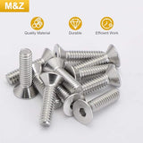 M&Z M6 x 40 Tornillos de cabeza plana, acero inoxidable 18-8 (304), acabado brillante, DIN 7991, unidad de enchufe Allen, 25 piezas
