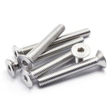 M6-1.0 tornillos de cabeza plana de 50 mm, tornillo de cabeza plana M6 x 50 mm, tornillos avellanados de acero inoxidable, tornillo de rosca completa, tipo de unidad hexagonal Allen, acabado