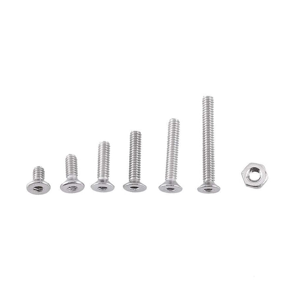 Tornillos de cabeza hexagonal, herramienta de reparación Accesorio 250 piezas M2 Tornillos de cabeza hexagonal Perno con tuercas hexagonales Surtido A2 Acero inoxidable(C: Flat head)