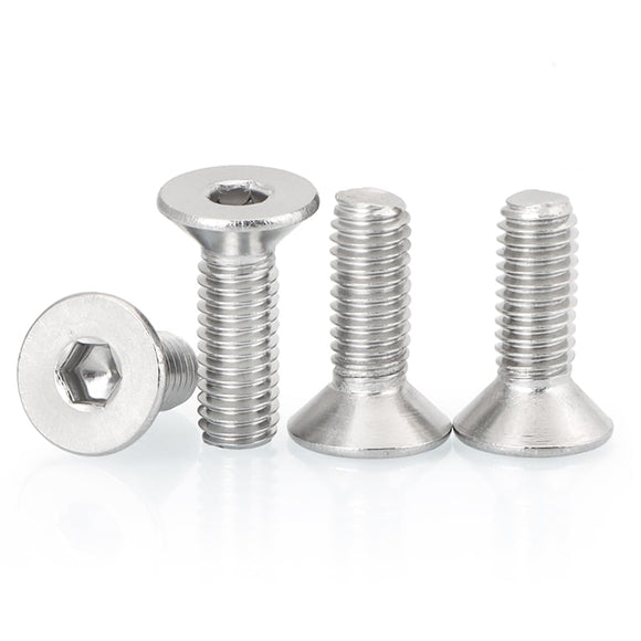YILANDI Tornillos de cabeza plana M3 x 10 mm, 100 tornillos de cabeza plana M3-0.5 x 10 mm, acero inoxidable 304, Allen hexagonal, rosca completa, acabado brillante, cantidad 100