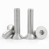 Tornillos de cabeza plana M6 x 30 mm, 30 tornillos de cabeza plana M6-1.0 x 30 mm, tornillo de cabeza plana de acero inoxidable 304, accionamiento de enchufe Allen, rosca completa, acabado brillante, cantidad 30