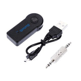 Bluetooth música audio estéreo adaptador receptor para coche 3.5 mm AUX altavoz para el hogar MP3 para coche música sistema de sonido manos libres llamar micrófono incorporado-negro