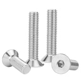 Tornillos de cabeza plana M6 x 50 mm, 25 tornillos de cabeza plana M6-1.0 x 50 mm, tornillo de cabeza plana de acero inoxidable 304, accionamiento de enchufe Allen, rosca completa, acabado brillante, cantidad 25