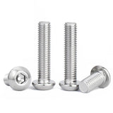 Tornillos de cabeza de botón M6 x 35 mm, 30 piezas M6-1.0 x 35 mm, tapón de rosca de cabeza de botón, secado de máquina de acero inoxidable 304, accionamiento de enchufe Allen, rosca completa, acabado