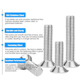 M6-1.0 tornillos de cabeza plana de 50 mm, tornillo de cabeza plana M6 x 50 mm, tornillos avellanados de acero inoxidable, tornillo de rosca completa, tipo de unidad hexagonal Allen, acabado