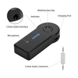 Bluetooth música audio estéreo adaptador receptor para coche 3.5 mm AUX altavoz para el hogar MP3 para coche música sistema de sonido manos libres llamar micrófono incorporado-negro