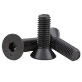 M6-1 tornillos de cabeza plana de 30 mm, acero de aleación de grado 10.9, DIN 7991, unidad de enchufe Allen, acabado de óxido negro, rosca de máquina, pernos avellanados, cantidad de rosca completa 60