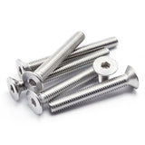 M8-Tornillos y pernos de cabeza plana de 1,25 x 50 mm, pernos de cabeza plana M8 de 50 mm, tornillo de acero inoxidable, accionamiento de enchufe Allen, rosca completa, acabado brillante, rosca gruesa