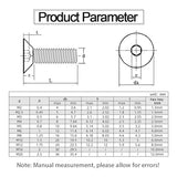 LIUDONGX Tornillo Allen de cabeza plana M2 M2.5 M3 M4 M5 M6 M8 12.9, acero al carbono, casquillo hexagonal, perno de cabeza plana para muebles, 2 a 50 unidades (3 mm, M10 2 unidades)