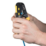 Klein Tools VDV226-110 crimpadora de cables de datos modulares de carraca / pelacables / cortador de cables para conectores RJ11/RJ12 estándar, RJ45 de paso