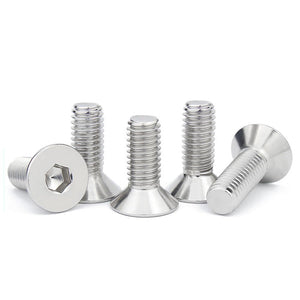 Tornillos de cabeza plana M6 x 12 mm, 50 tornillos de cabeza avellanada M6-1.0 x 12 mm, tornillo de cabeza avellanada de acero inoxidable 304, accionamiento de enchufe Allen, rosca completa, acabado