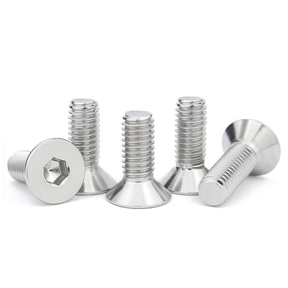 Tornillos de cabeza plana M6 x 12 mm, 50 tornillos de cabeza avellanada M6-1.0 x 12 mm, tornillo de cabeza avellanada de acero inoxidable 304, accionamiento de enchufe Allen, rosca completa, acabado