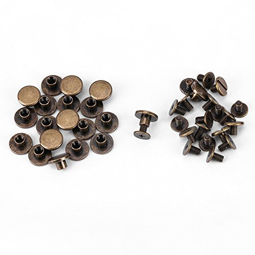 FTVOGUE 20 Unids Remache de Metal Cabeza Plana Cobre LatóN Tornillos Tuercas UñAs Remaches Casquillo de Cuero Accesorios para Abrigos Caps Bolsas DecoracióN(5mm)