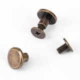 20 unids cabeza plana de cobre de cobre amarillo tornillos tuercas clavos remaches tapa de cuero remaches conjunto de cuero remaches artesanales(6.5mm)