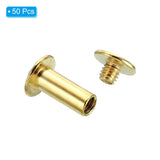 PATIKIL 50 Juegos Chicago Tornillos de Unión Phillips M5X12mm Remaches de Cuero Sujetadores de Latón Conectores de Acero para Cuero Cinturones Fotos Recortes Álbumes Dorados