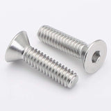 Tornillos de cabeza plana M6 x 16 mm, 50 tornillos de cabeza plana M6-1.0 x 16 mm, tornillo de cabeza plana de acero inoxidable 304, accionamiento de enchufe Allen, rosca completa, acabado brillante, cantidad 50