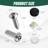 Kits de tornillos antirrobo, kit de placa de matrícula resistente a manipulaciones, tornillos de seguridad de 1/4 pulgadas (M6), kit de sujetadores de acero inoxidable a prueba de óxido para montaje