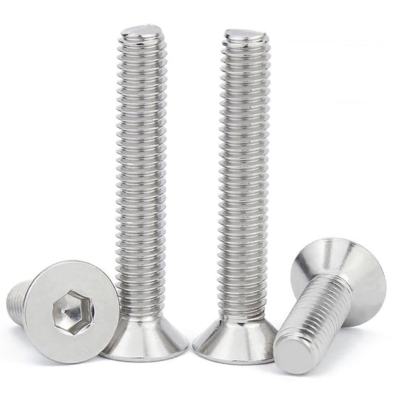 M8-Tornillos y pernos de cabeza plana de 1,25 x 50 mm, pernos de cabeza plana M8 de 50 mm, tornillo de acero inoxidable, accionamiento de enchufe Allen, rosca completa, acabado brillante, rosca gruesa