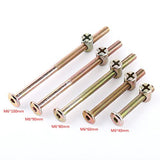 Kit de Pernos y Tuercas, 10 Piezas M6 Tornillos de Cabeza Hexagonal, Pernos Tuercas Muebles Kit, Tornillo de Tuerca Conector de Chapado en Zinc para Muebles, Cunas, Camas(80mm)