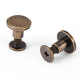 20 unids cabeza plana de cobre de cobre amarillo tornillos tuercas clavos remaches tapa de cuero remaches conjunto de cuero remaches artesanales(6.5mm)