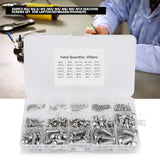 Surtido de Tuercas y Tornillos de Acero Inoxidable 250PCS, M2 / M2.5 / M3 / M4 / M5 / M6 / M8 / M10 Cabezal de Cabeza Hexagonal Tornillos Tornillos Kit de Surtido para Portátil /