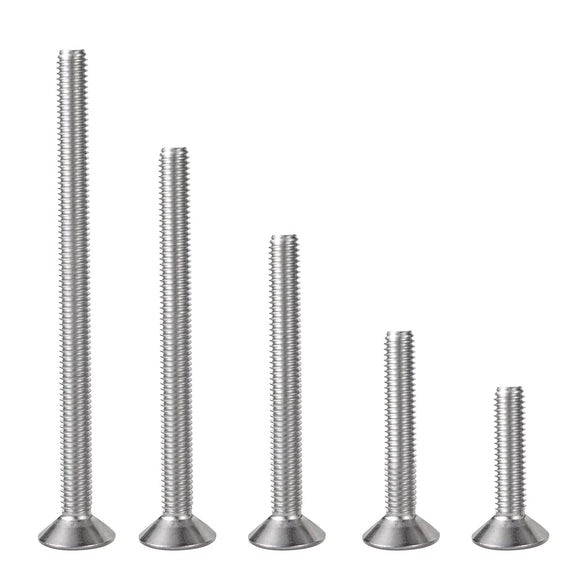 M6-1.0 x 70 mm 304 Acero inoxidable 18-8 (A2-70) Tornillos de cabeza plana, tornillos avellanados Allen Hex Drive Casquillo, totalmente roscados, paquete de 20