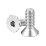 Tornillos de cabeza plana M6 x 12 mm, 50 tornillos de cabeza avellanada M6-1.0 x 12 mm, tornillo de cabeza avellanada de acero inoxidable 304, accionamiento de enchufe Allen, rosca completa, acabado