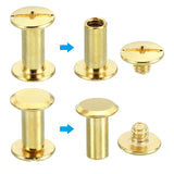 PATIKIL 50 Juegos Chicago Tornillos de Unión Phillips M5X12mm Remaches de Cuero Sujetadores de Latón Conectores de Acero para Cuero Cinturones Fotos Recortes Álbumes Dorados
