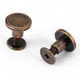 20 unids cabeza plana de cobre de cobre amarillo tornillos tuercas clavos remaches tapa de cuero remaches conjunto de cuero remaches artesanales(6.5mm)