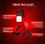 Jet Paint Pistola para Pintar de 800ml con Pulverizador Ajustable de 2 Salidas y Manguera de 1.65m
