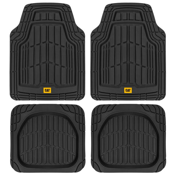 Alfombrillas de goma Cat para todo tipo de clima, para coche, camión, SUV y furgoneta, protección total, ribete duradero para adaptarse a revestimientos resistentes, sin olor, negro, número de modelo: CAMT-1004-BK