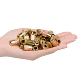 Anwenk 50 Tuercas de Remache de Acero al Carbono Chapado en Zinc, 3/8-16UNC, Cabeza Plana, 0.375 Pulgadas, 0.65 Pulgadas, 0.75 Pulgadas