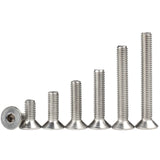 Tornillos de cabeza plana M5-0,8 x 14 mm, acero inoxidable 18-8 (304), acabado brillante, accionamiento de enchufe Allen, tornillos de máquina de tornillos hexagonales interiores, 50 unidades
