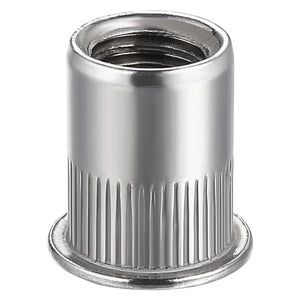 Wensilon - 200 tuercas de remache M6 métricas de acero inoxidable con acabado 304, cabeza plana, tuerca de inserción roscada, cuerpo moleteado