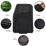 Amazon Basics Alfombrillas de PVC de goma sintética, resistentes, universales, de lujo, molduras para todos los climas, se adapta al 95 % de coches, SUV, sedanes y camiones, 4 piezas, negro liso