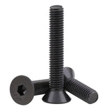 HanTof - 50 tornillos de cabeza avellanada plana de 1/4-20 x (1/2" a 1-1/2") con llave hexagonal, acero de aleación de grado 10.9, acabado de óxido negro, unidad de enchufe hexagonal Allen, rosca
